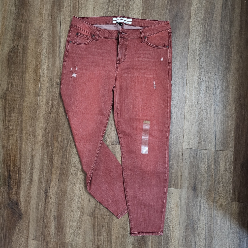 NWT Red Distressed Jeans